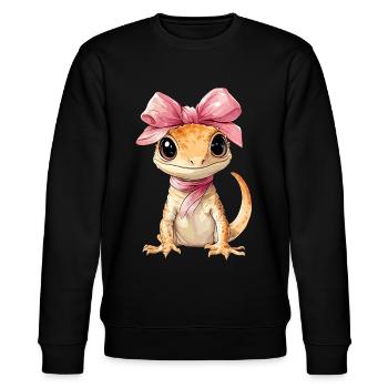 Coquette Bogen Haubengecko Eidechse Mom Girl Rosa - Stanley/Stella Unisex Bio-Sweatshirt CHANGER  - Schwarz - Vorne - Nik (191cm) & Marisol (170cm)