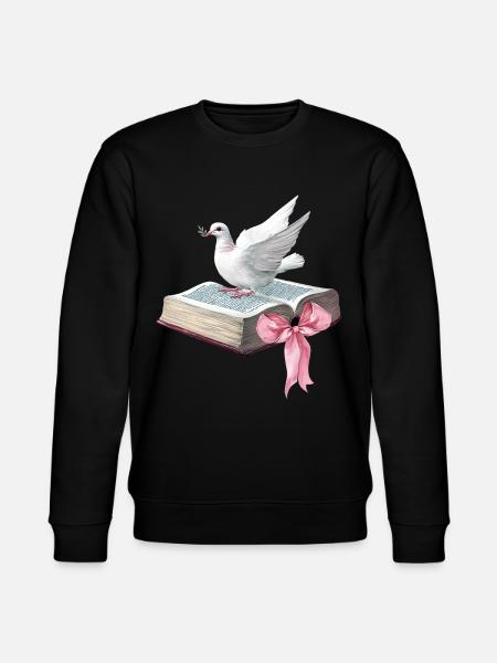 Coquettish Bow Bible Christian Religious Dove - Stanley/Stella CHANGER Unisex Organic Sweatshirt - black