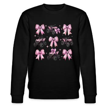 Coquette Bogen Atv Quad 4 Wheeler Mädchen Mama - Stanley/Stella Unisex Bio-Sweatshirt CHANGER  - Schwarz - Vorne - Nik (191cm) & Marisol (170cm)