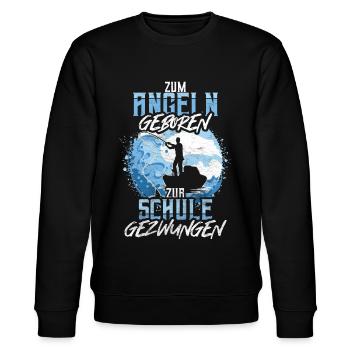 Zum Angeln Geboren Zur Schule Gezwungen Fischen - Stanley/Stella Unisex Bio-Sweatshirt CHANGER  - Schwarz - Vorne - Nik (191cm) & Marisol (170cm)