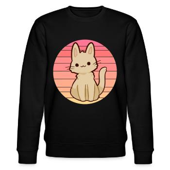 Anime Katze im Sonnenuntergang - Stanley/Stella Unisex Bio-Sweatshirt CHANGER  - Schwarz - Vorne - Nik (191cm) & Marisol (170cm)
