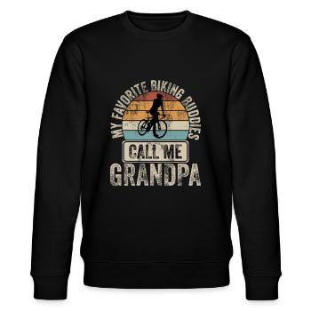 Fahrradfahren Fixie Vintage Radfahrer OPa - Stanley/Stella Unisex Bio-Sweatshirt CHANGER  - Schwarz - Vorne - Nik (191cm) & Marisol (170cm)