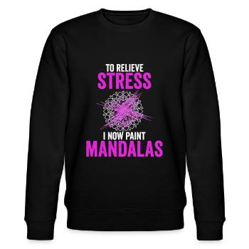 Mandala Spruch Um Stress Abzubauen Male Ich - Stanley/Stella Unisex Bio-Sweatshirt CHANGER  - Schwarz - Vorne - Nik (191cm) & Marisol (170cm)