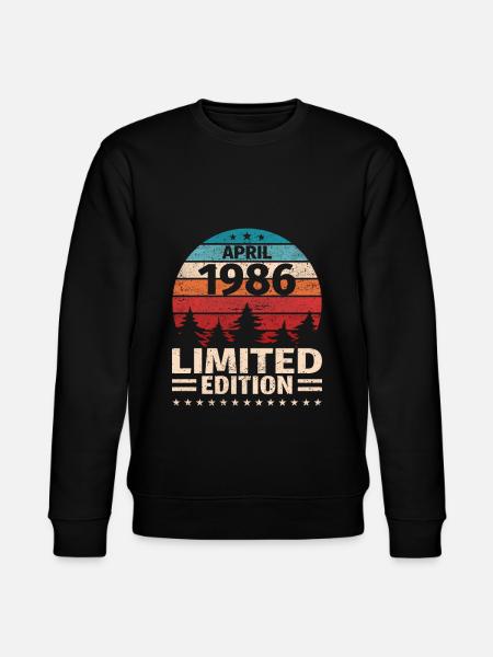 37-årsdag April Årgång 1986 Vintage - Ekologisk sweatshirt CHANGER unisex från Stanley/Stella - svart