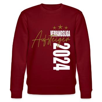 Meister Verbandsliga 2024 Aufstiegstrikot - Stanley/Stella Unisex Bio-Sweatshirt CHANGER  - Burgunderrot - Vorne - Nik (191cm) & Marisol (170cm)