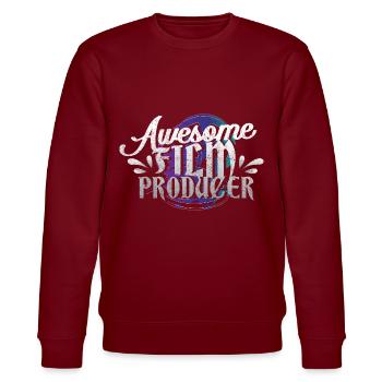 Filmemacher Kino Geschenk - Stanley/Stella Unisex Bio-Sweatshirt CHANGER  - Burgunderrot - Vorne - Nik (191cm) & Marisol (170cm)