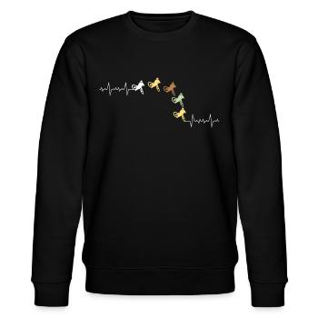 Fahrrad Motiv Mit Herzschlag - Stanley/Stella Unisex Bio-Sweatshirt CHANGER  - Schwarz - Vorne - Nik (191cm) & Marisol (170cm)