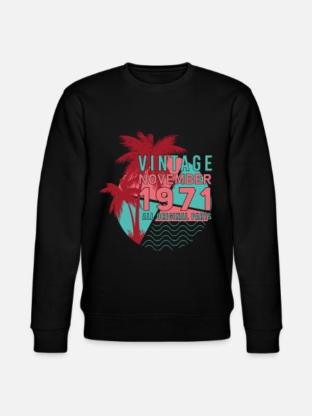 Retro November 1971 Palm Trees - Stanley/Stella CHANGER Unisex Organic Sweatshirt - black