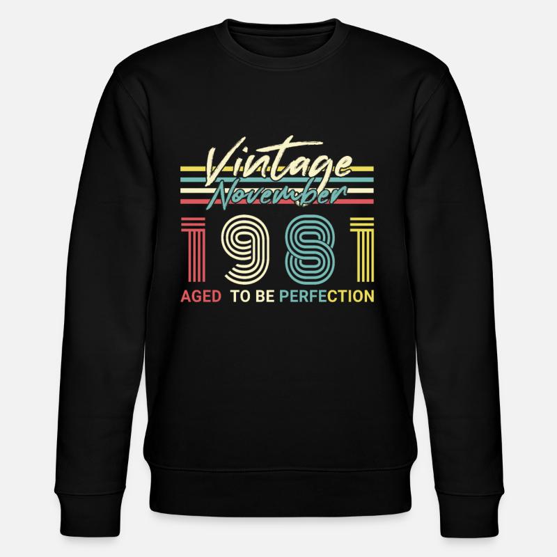 Geschenkidee 1981 November Retro - Stanley/Stella Unisex Bio-Sweatshirt CHANGER - Schwarz