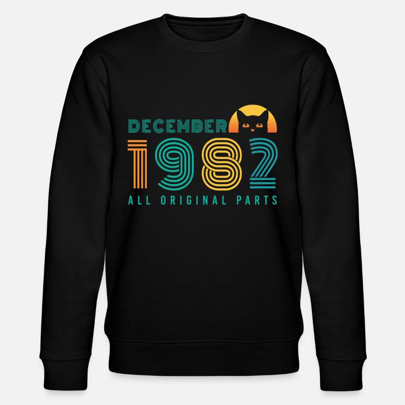 Né en décembre 1982 chat - Sweat bio CHANGER Stanley/Stella Unisexe - noir