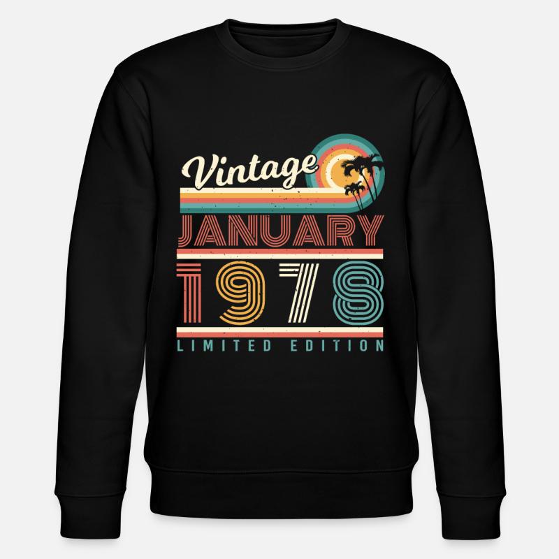 January 1978 Palm Retro - Stanley/Stella CHANGER Unisex Organic Sweatshirt - black
