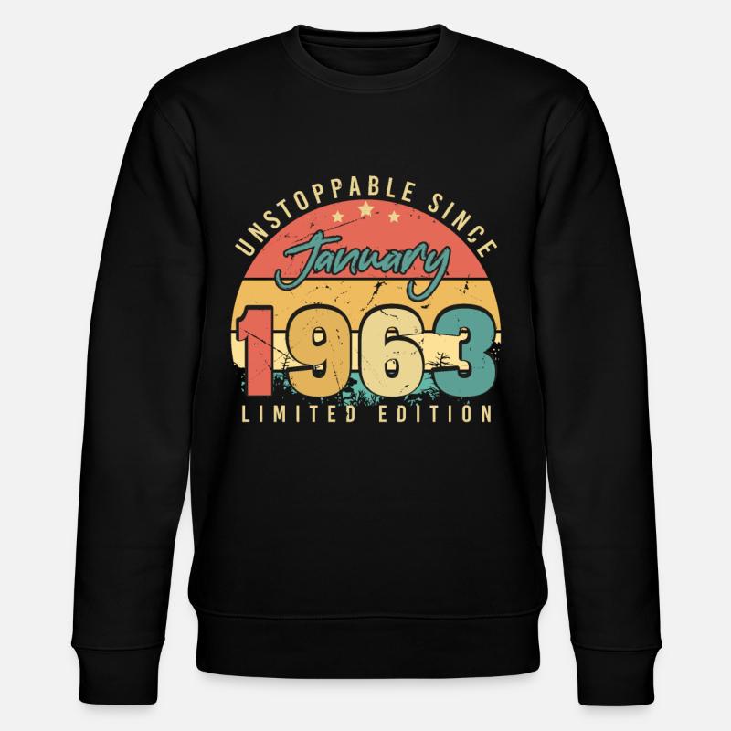 1963 January Retro Unstoppable - Stanley/Stella CHANGER Unisex Organic Sweatshirt - black