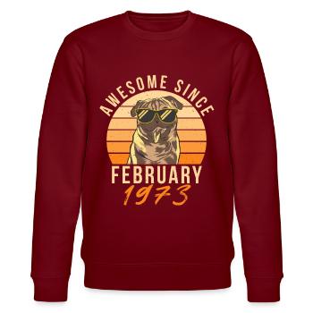 Februar 1973 Retro - Stanley/Stella Unisex Bio-Sweatshirt CHANGER  - Burgunderrot - Vorne - Nik (191cm) & Marisol (170cm)