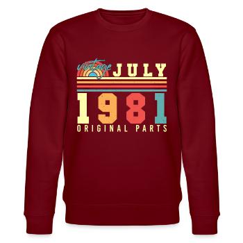 Born in July 1981 - Stanley/Stella CHANGER Unisex Organic Sweatshirt - burgundy - Front - Nik (191cm) & Marisol (170cm)