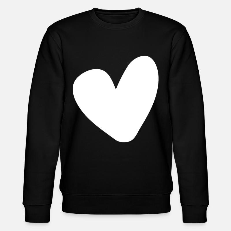 White Heart Simple Design - Stanley/Stella CHANGER Unisex Organic Sweatshirt - black