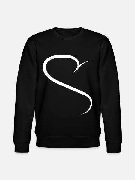 Half Heart White Design - Stanley/Stella CHANGER Unisex Organic Sweatshirt - black
