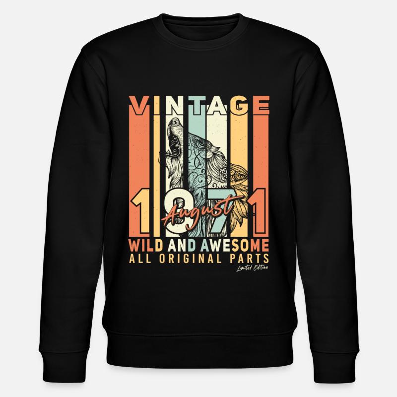 Retro 1971 August - Stanley/Stella CHANGER Unisex Organic Sweatshirt - black