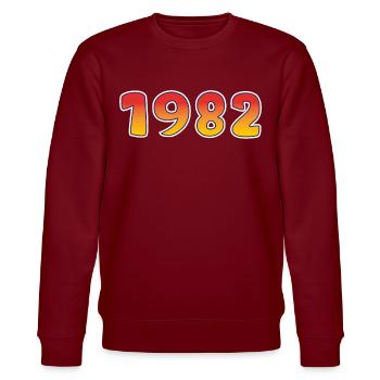 1982 Lucky Year In Orange - Yellow Design - Stanley/Stella CHANGER Unisex Organic Sweatshirt - burgundy - Front - Nik (191cm) & Marisol (170cm)