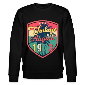 1973 August Retro - Stanley/Stella Unisex Bio-Sweatshirt CHANGER  - Schwarz - Vorne - Nik (191cm) & Marisol (170cm)