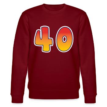 Zahl 40 Rot - Oranges Design - Stanley/Stella Unisex Bio-Sweatshirt CHANGER  - Burgunderrot - Vorne - Nik (191cm) & Marisol (170cm)