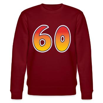 Number 60 Red - Orange Design - Stanley/Stella CHANGER Unisex Organic Sweatshirt - burgundy - Front - Nik (191cm) & Marisol (170cm)