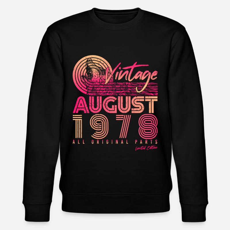Retro 1978 in August - Stanley/Stella CHANGER Unisex Organic Sweatshirt - black