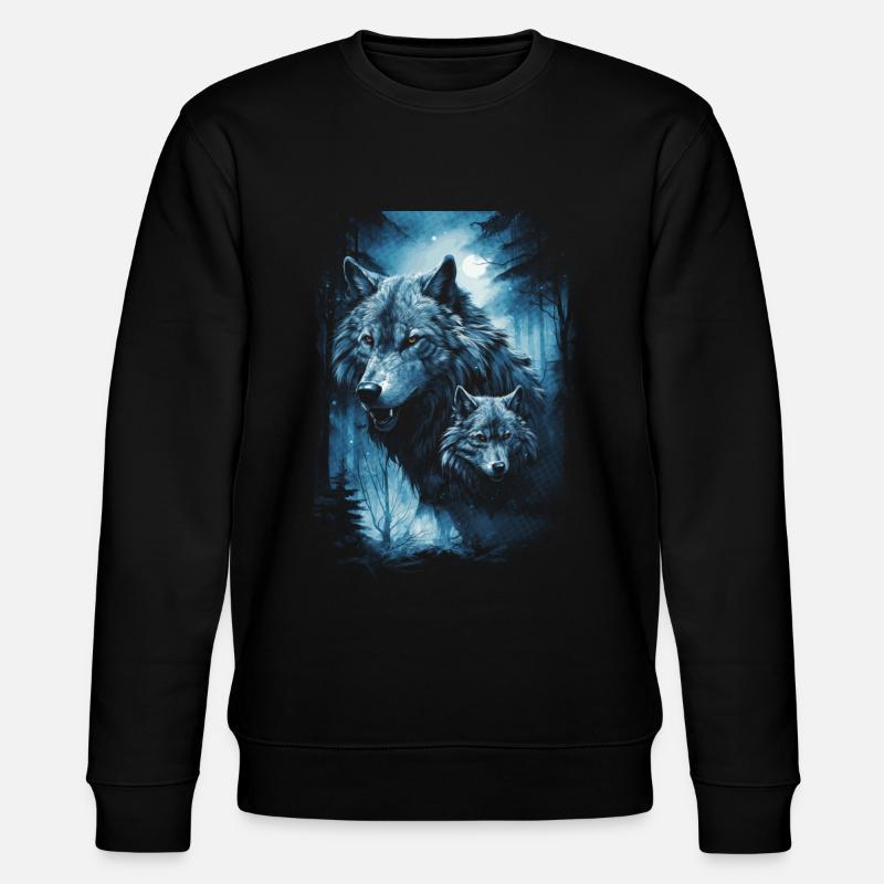 Dunkle Kunst Wolf Wald Mythisch - Stanley/Stella Unisex Bio-Sweatshirt CHANGER - Schwarz