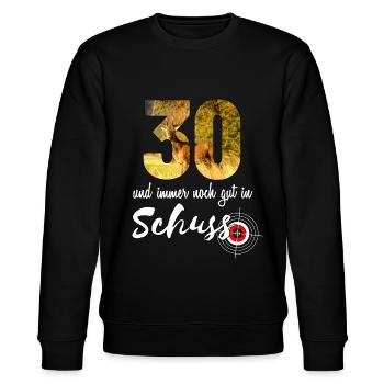 Jäger Geschenk 30 Spruch - Stanley/Stella Unisex Bio-Sweatshirt CHANGER  - Schwarz - Vorne - Nik (191cm) & Marisol (170cm)