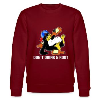 Linux Pinguin Sudo Admin Lustig Informatik PC Nerd - Stanley/Stella Unisex Bio-Sweatshirt CHANGER  - Burgunderrot - Vorne - Nik (191cm) & Marisol (170cm)