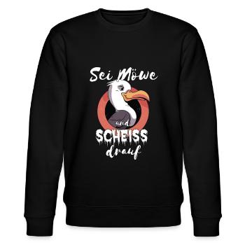 Sylt Möwe Spruch Scheiß drauf - Stanley/Stella Unisex Bio-Sweatshirt CHANGER  - Schwarz - Vorne - Nik (191cm) & Marisol (170cm)