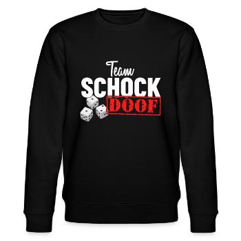 Lustiges Schock Doof Knobeln Schocken Team Shirt - Stanley/Stella Unisex Bio-Sweatshirt CHANGER  - Schwarz - Vorne - Nik (191cm) & Marisol (170cm)