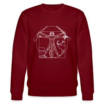 Jäger Jagdschein Wildschwein Rotwild Jagd - Stanley/Stella Unisex Bio-Sweatshirt CHANGER  - Burgunderrot - Vorne - Nik (191cm) & Marisol (170cm)