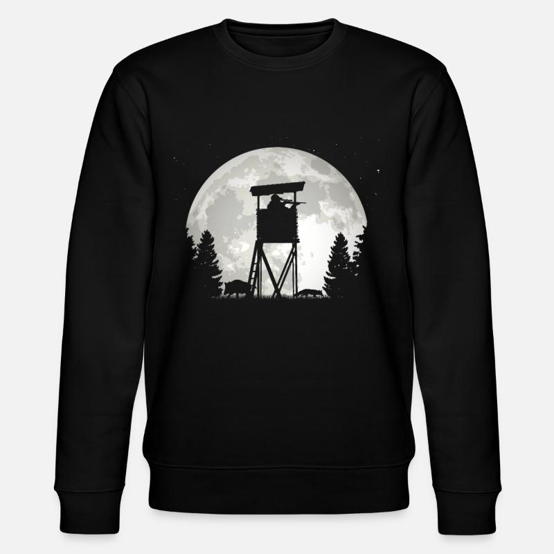 Sauen Jagd Nachts Vollmond Jäger in Hochsitz - Stanley/Stella Unisex Bio-Sweatshirt CHANGER  - Schwarz