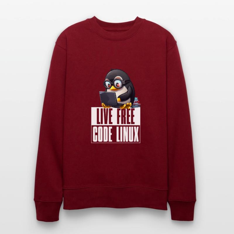 Live Free Code Linux Nerd Tux Nerdy Penguin Coding Stanley/Stella Unisex Bio-Sweatshirt CHANGER 
