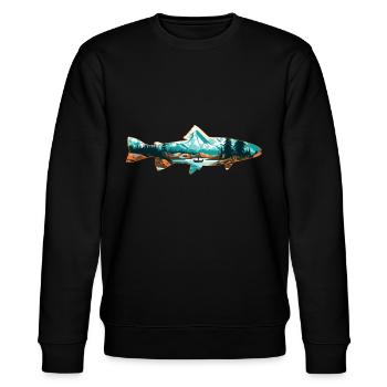 Fliegenfischen Boot Angeln Forellen: Retro-Liebe - Stanley/Stella Unisex Bio-Sweatshirt CHANGER  - Schwarz - Vorne - Nik (191cm) & Marisol (170cm)