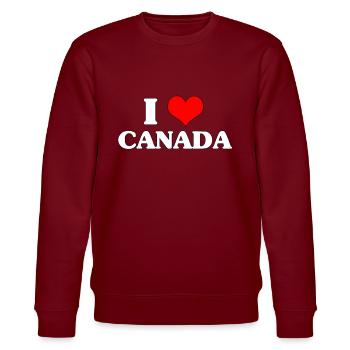 I Love Canada Meme Anal Sex BDSM Daddy Geschenk - Stanley/Stella Unisex Bio-Sweatshirt CHANGER  - Burgunderrot - Vorne - Nik (191cm) & Marisol (170cm)