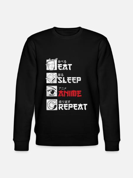 Eat Sleep Anime Repeat Gift - Stanley/Stella CHANGER Unisex Organic Sweatshirt - black