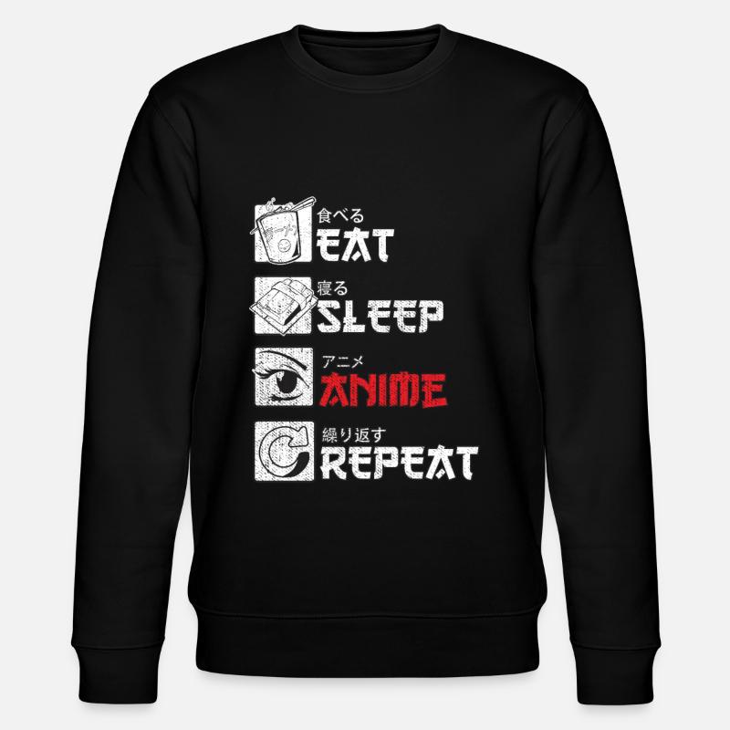 Eat Sleep Anime Repeat Gift - Stanley/Stella CHANGER Unisex Organic Sweatshirt - black
