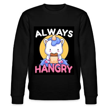 Always Hangry Süßes Einhorn Hungrig Geschenk - Stanley/Stella Unisex Bio-Sweatshirt CHANGER  - Schwarz - Vorne - Nik (191cm) & Marisol (170cm)