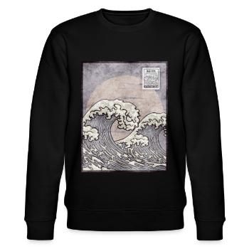 Japanese Aesthetic Kanagawa Wave Postwertzeichen G - Stanley/Stella Unisex Bio-Sweatshirt CHANGER  - Schwarz - Vorne - Nik (191cm) & Marisol (170cm)