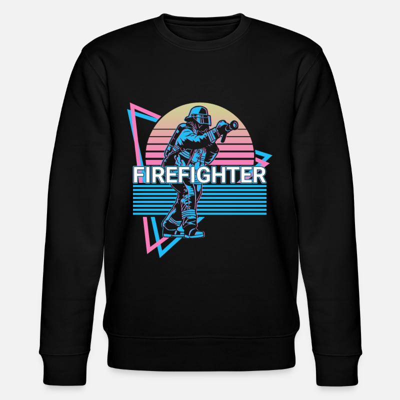 Firefighter Retro Gift - Stanley/Stella CHANGER Unisex Organic Sweatshirt - black