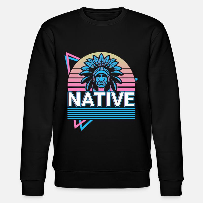 Indianer Retro - Stanley/Stella Unisex Bio-Sweatshirt CHANGER  - Schwarz