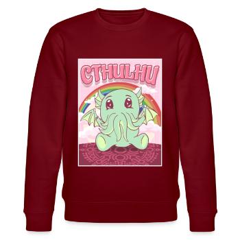 Kawaii Cthulhu Necronomicon Cthulhu Monster - Stanley/Stella Unisex Bio-Sweatshirt CHANGER  - Burgunderrot - Vorne - Nik (191cm) & Marisol (170cm)