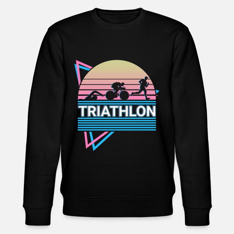 Triathlon Triathlete Retro Gift - Stanley/Stella CHANGER Unisex Organic Sweatshirt - black