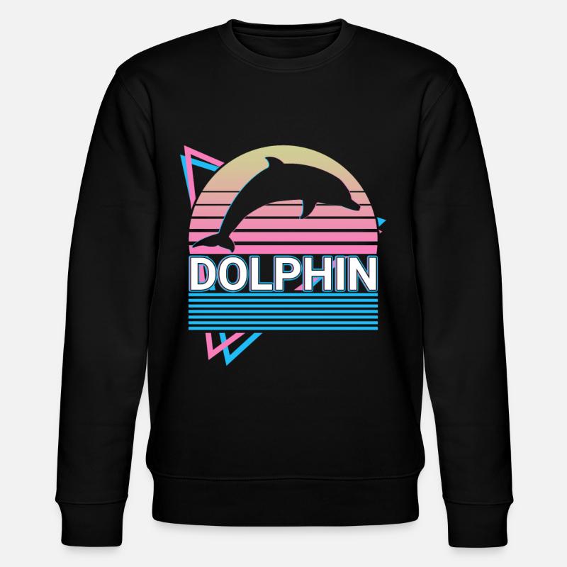 Delphin Retro Geschenk - Stanley/Stella Unisex Bio-Sweatshirt CHANGER  - Schwarz
