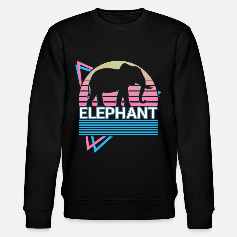 Elephant Retro Gift - Stanley/Stella CHANGER Unisex Organic Sweatshirt - black