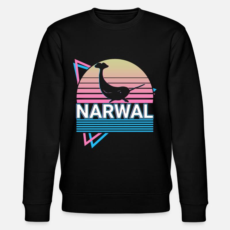 Narwal Retro Geschenk - Stanley/Stella Unisex Bio-Sweatshirt CHANGER  - Schwarz