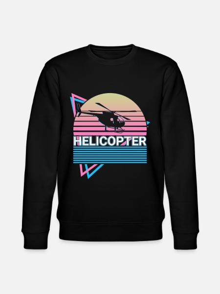 Helicopter Pilot Aviation Retro Gift - Stanley/Stella CHANGER Unisex Organic Sweatshirt - black