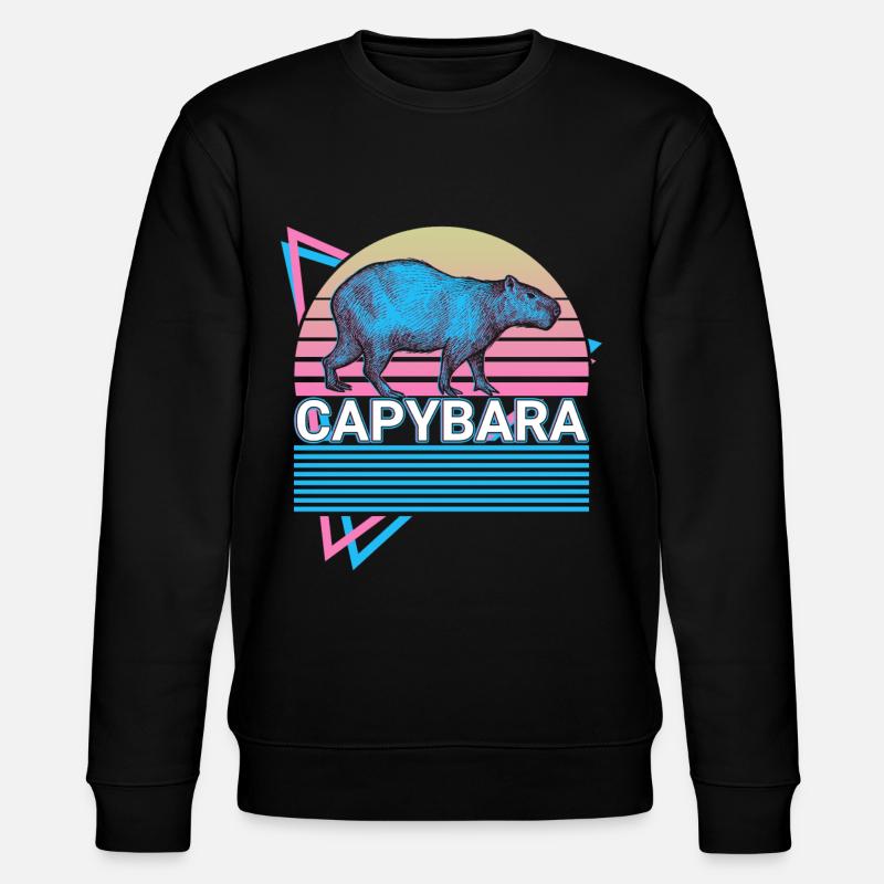 Capybara Retro Gift - Stanley/Stella CHANGER Unisex Organic Sweatshirt - black