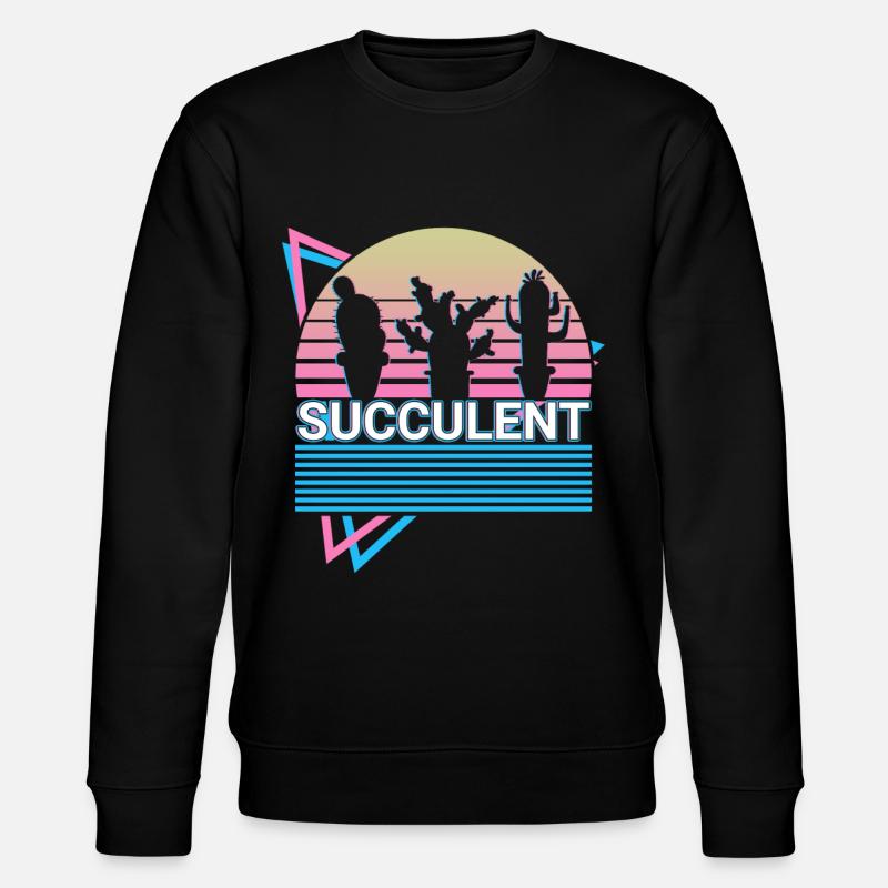 Succulent Retro Gift - Stanley/Stella CHANGER Unisex Organic Sweatshirt - black